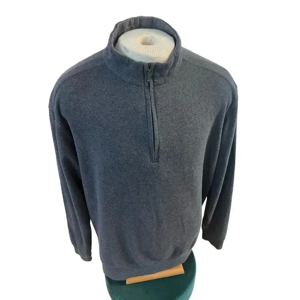 PORT AUTHORITY mens 1/4 zip gray pullover size xl